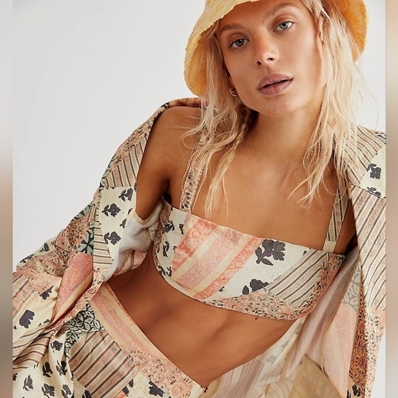 Free People Block Party Summer Suit Bandeau Crop Top - Picture 1 of 7